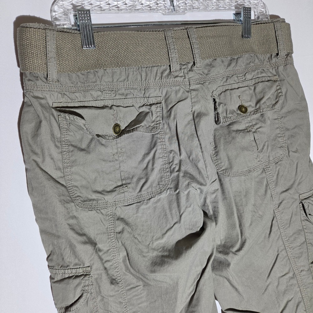 Blue Epic Cargo Pants Womens 14 Taupe Belted Multi Pocket - Picture 6 of 8
